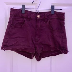 maroon high waisted jean short